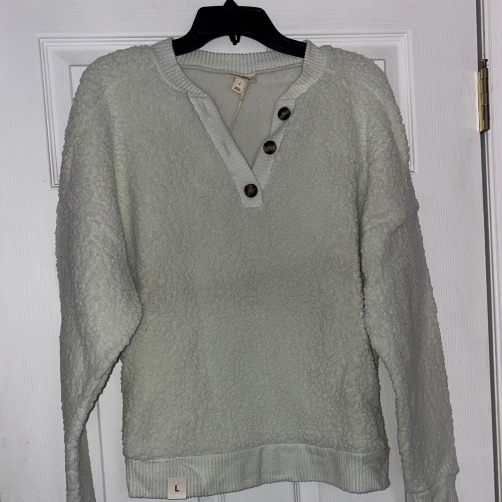 a.n.a Cream V-Neck Women Sweater